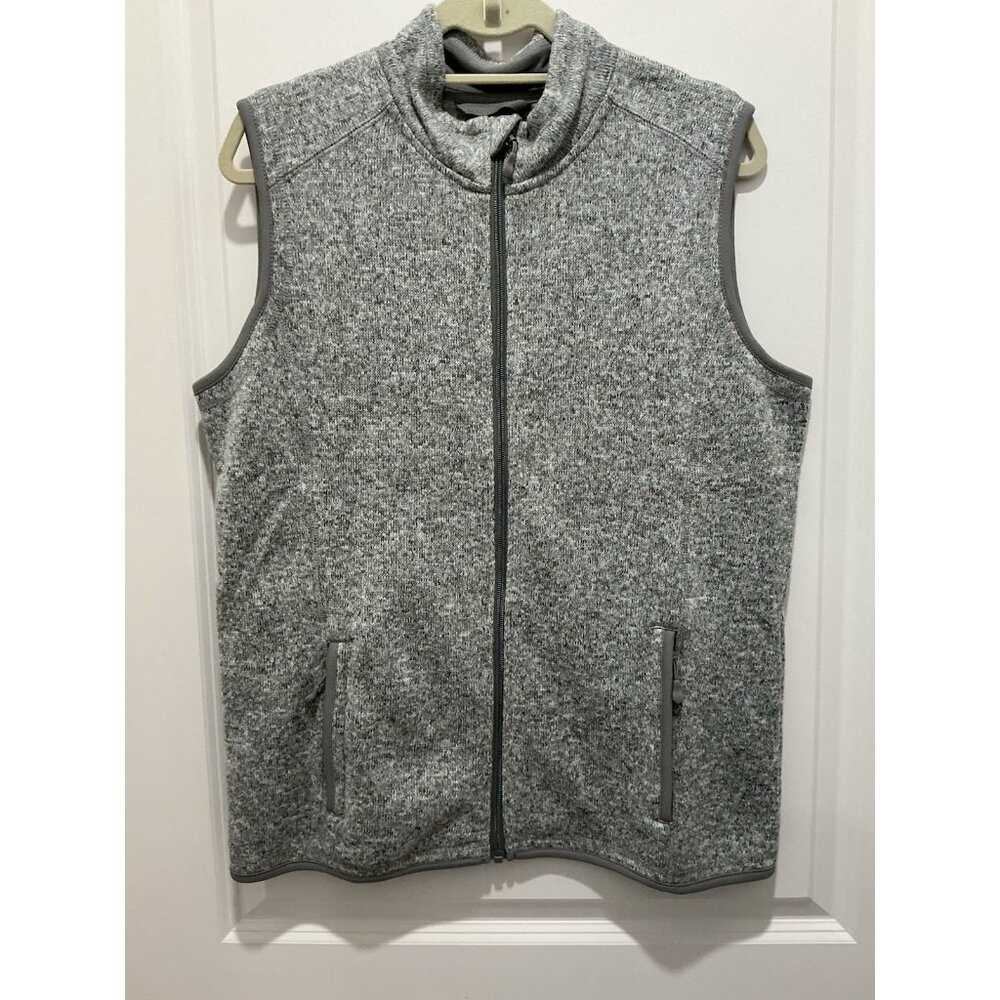 Charles River Pacific Heathered Vest Large Light Grey Zip Pockets NWT